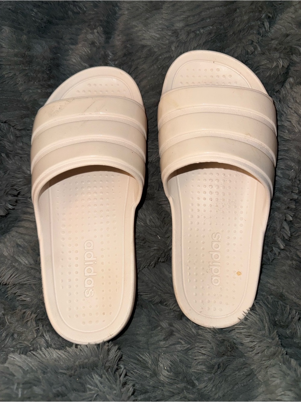 adidas Women’s Cream Slide Sandals with Three-Strap Upper
